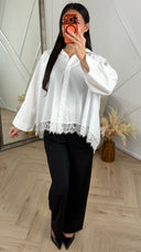 Oversized Blouse met Kantdetail en Losvallende Fit