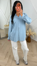 Oversized Blouse met Kraag en Borstzak MT021