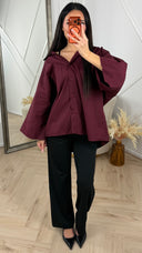 Oversized Blouse met Wijde Mouwen en Borstzak