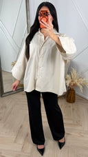 Oversized Blouse met Wijde Mouwen en Borstzak