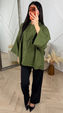 Oversized Blouse met Wijde Mouwen en Borstzak