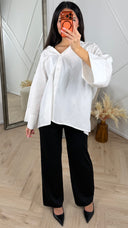 Oversized Blouse met Wijde Mouwen en Borstzak