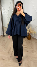 Oversized Blouse met Wijde Mouwen en Borstzak