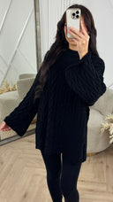 Oversized Cable Knit Trui met Wijdvallende Mouwen