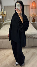 Oversized Katoenen Set met Pofmouwen & Rechte Broek