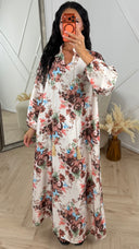 Oversized Maxi Jurk met Bloemenprint en Kwastkoord