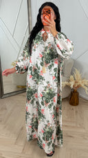 Oversized Maxi Jurk met Bloemenprint en Kwastkoord