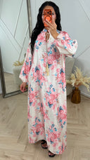 Oversized Maxi Jurk met Bloemenprint en Kwastkoord