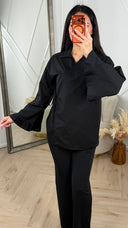 Overslag Blouse met Plooimouwen en Strikdetail