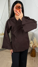 Overslag Blouse met Plooimouwen en Strikdetail