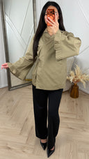 Overslag Blouse met Plooimouwen en Strikdetail