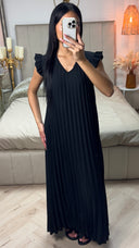 Plissé Maxi Jurk met Ruches & Elegante Pasvorm