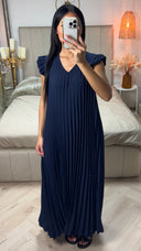 Plissé Maxi Jurk met Ruches & Elegante Pasvorm