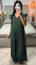 Plissé Maxi Jurk met Ruches & Elegante Pasvorm