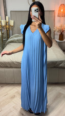 Plissé Maxi Jurk met Ruches & Elegante Pasvorm