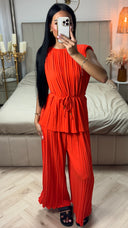 Plissé Set met Ceintuur & Wijde Broek – Elegant & Comfortabel