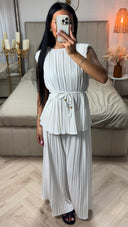 Plissé Set met Ceintuur & Wijde Broek – Elegant & Comfortabel