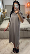 Polo Midi Jurk met Korte Mouwen & Knoopsluiting