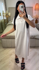 Polo Midi Jurk met Korte Mouwen & Knoopsluiting