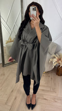 Poncho Coat met Tailleceintuur