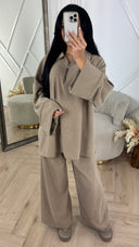 Rib Two-Piece Set met Ritsdetail