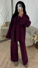 Rib Two-Piece Set met Ritsdetail