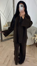 Rib Two-Piece Set met Ritsdetail