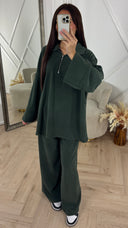 Rib Two-Piece Set met Ritsdetail