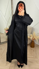 Satijnen 2-Delige Abaya Set met Kantafwerking