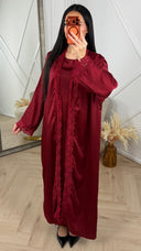 Satijnen 2-Delige Abaya Set met Kantafwerking