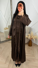 Satijnen 2-Delige Abaya Set met Kantafwerking