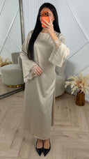 Satijnen Abaya Maxi Jurk met Kantdetails