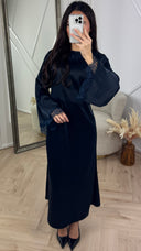 Satijnen Abaya Maxi Jurk met Kantdetails