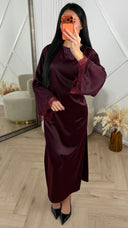Satijnen Abaya Maxi Jurk met Kantdetails