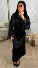 Satijnen Abaya Maxi Jurk met Kantdetails