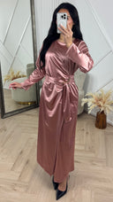 Satijnen Abaya Maxi Jurk met Overslag en Gesp
