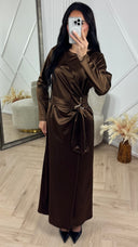 Satijnen Abaya Maxi Jurk met Overslag en Gesp