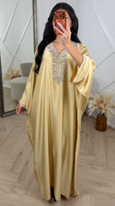Satijnen Abaya Maxi Jurk met V-Hals en Strass Details