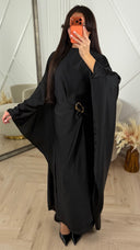 Satijnen Abaya met Overslagdetail en Gesp