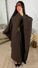 Satijnen Abaya met Overslagdetail en Gesp