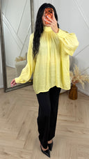 Satijnen Blouse met Hoge Hals en Strikdetail