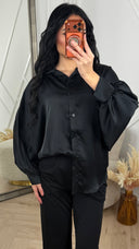 Satijnen Blouse met Pofmouwen en Knoopsluiting