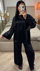 Satijnen Set met Wijde Mouwen en Afgewerkte Zoomranden