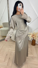 Satijnen Two-Piece Set met Kantdetails