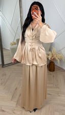 Satijnen Two-Piece Set met Lace-Up Taille Top