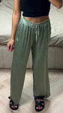 Satijnlook Viscose Broek met Elastische Tailleband