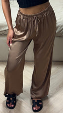 Satijnlook Viscose Broek met Elastische Tailleband