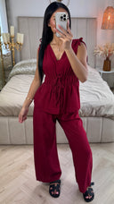 Shoulder + Waist Ties Detail Viscose Set