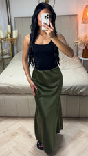 Soepelvallende Maxi Rok in Satijnlook met Elastische Tailleband