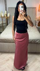 Soepelvallende Maxi Rok in Satijnlook met Elastische Tailleband